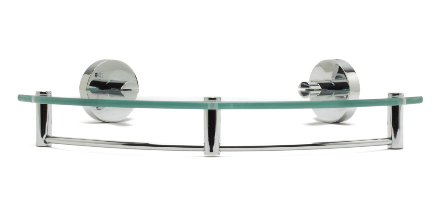 ALFI brand Polished Chrome Corner Mounted Glass Shower Shelf Bathroom Accessory