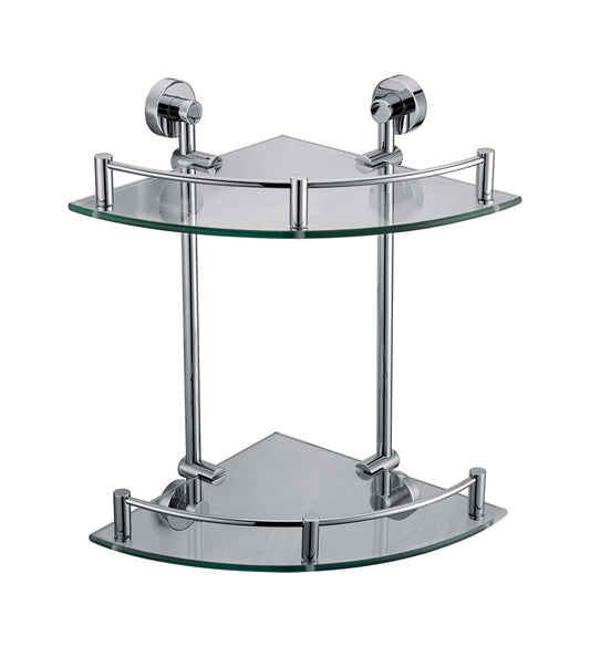 ALFI brand Corner Mounted Double Glass Shower Shelf Bathroom Accessory