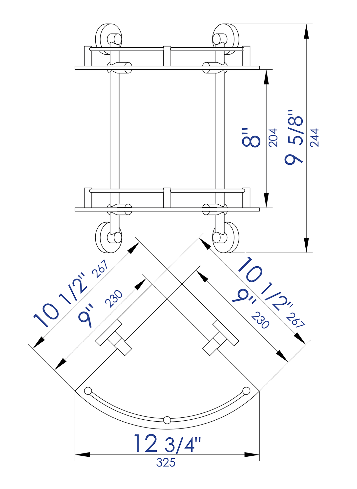 ALFI brand Corner Mounted Double Glass Shower Shelf Bathroom Accessory