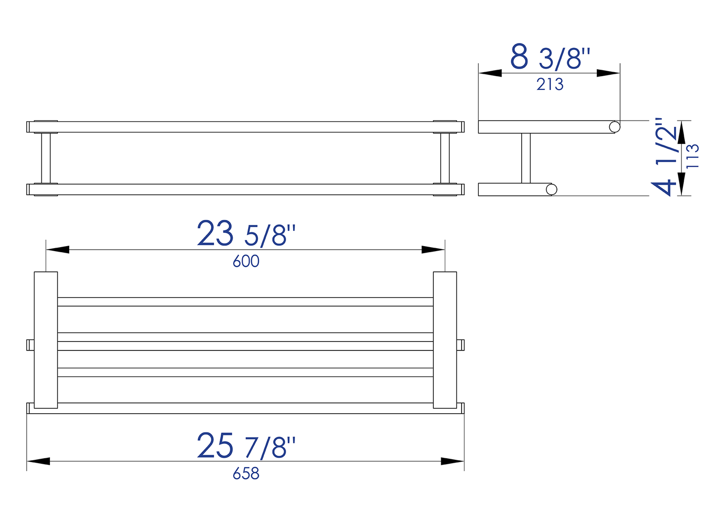 ALFI brand AB9564-PC 26 inch Towel Bar & Shelf Bathroom Accessory