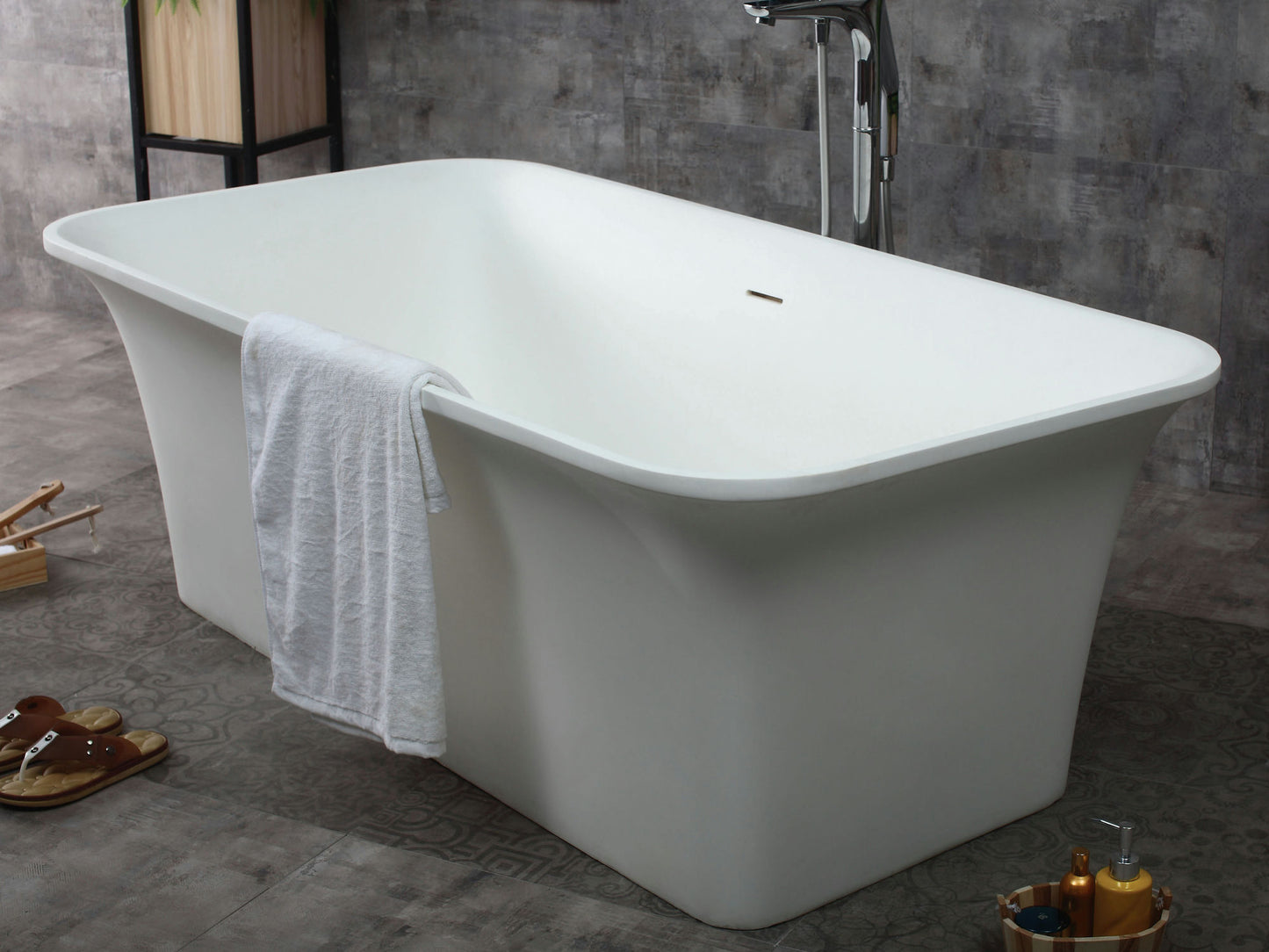 ALFI brand AB9942 67" Rectangular Solid Surface Smooth Resin Soaking Bathtub