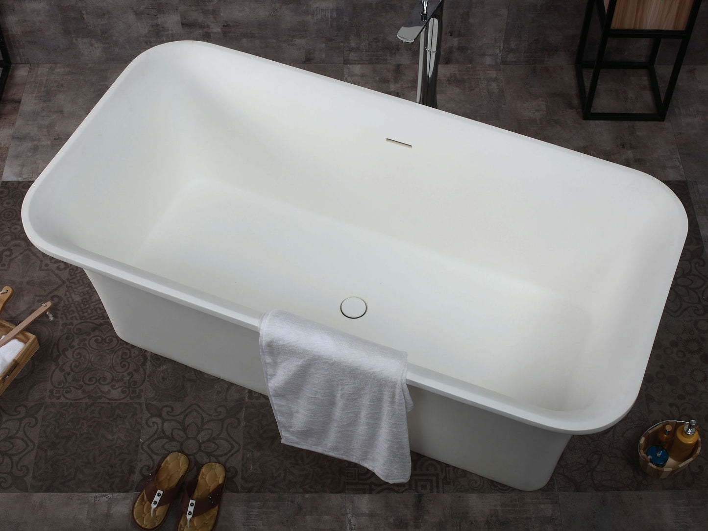 ALFI brand AB9942 67" Rectangular Solid Surface Smooth Resin Soaking Bathtub