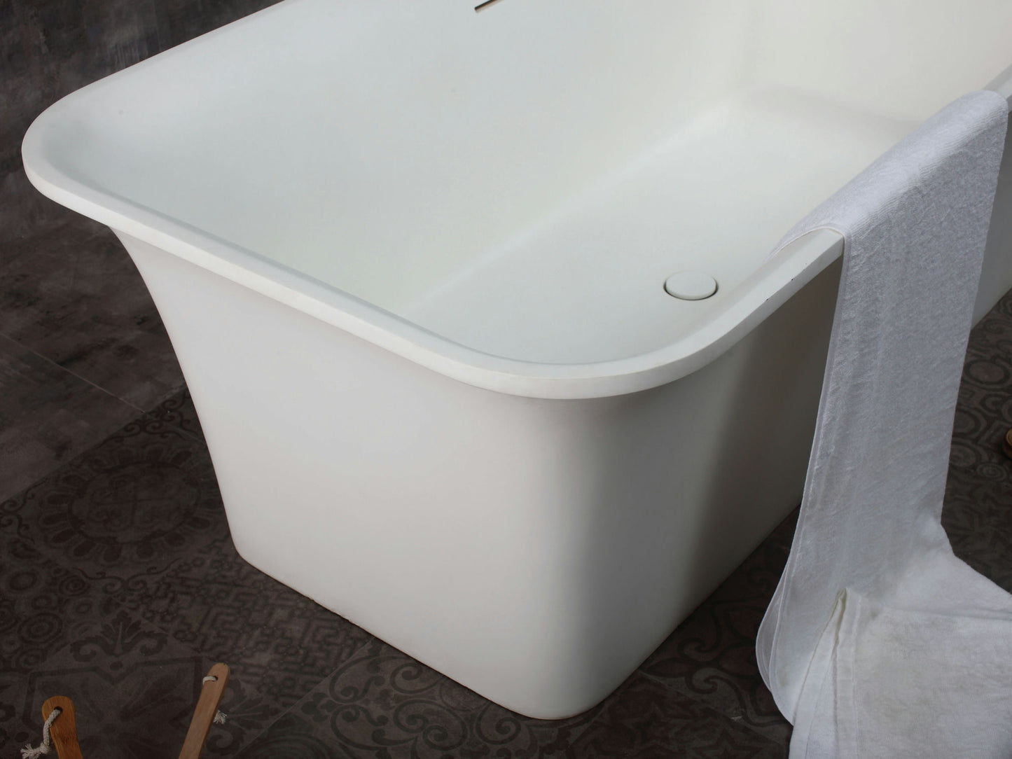 ALFI brand AB9942 67" Rectangular Solid Surface Smooth Resin Soaking Bathtub