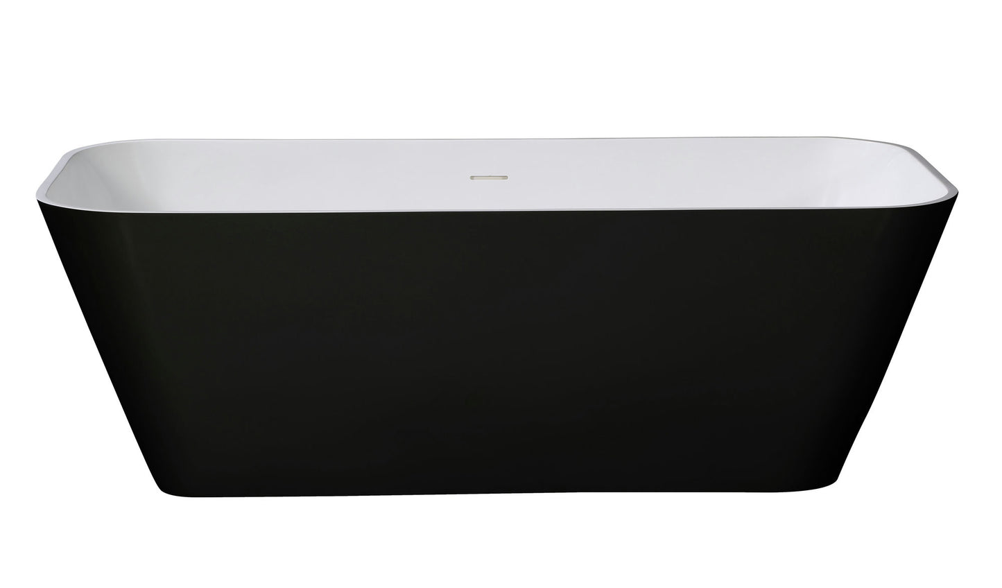 ALFI brand 67" Black & Matte Rectangular Solid Surface Resin Soaking Bathtub