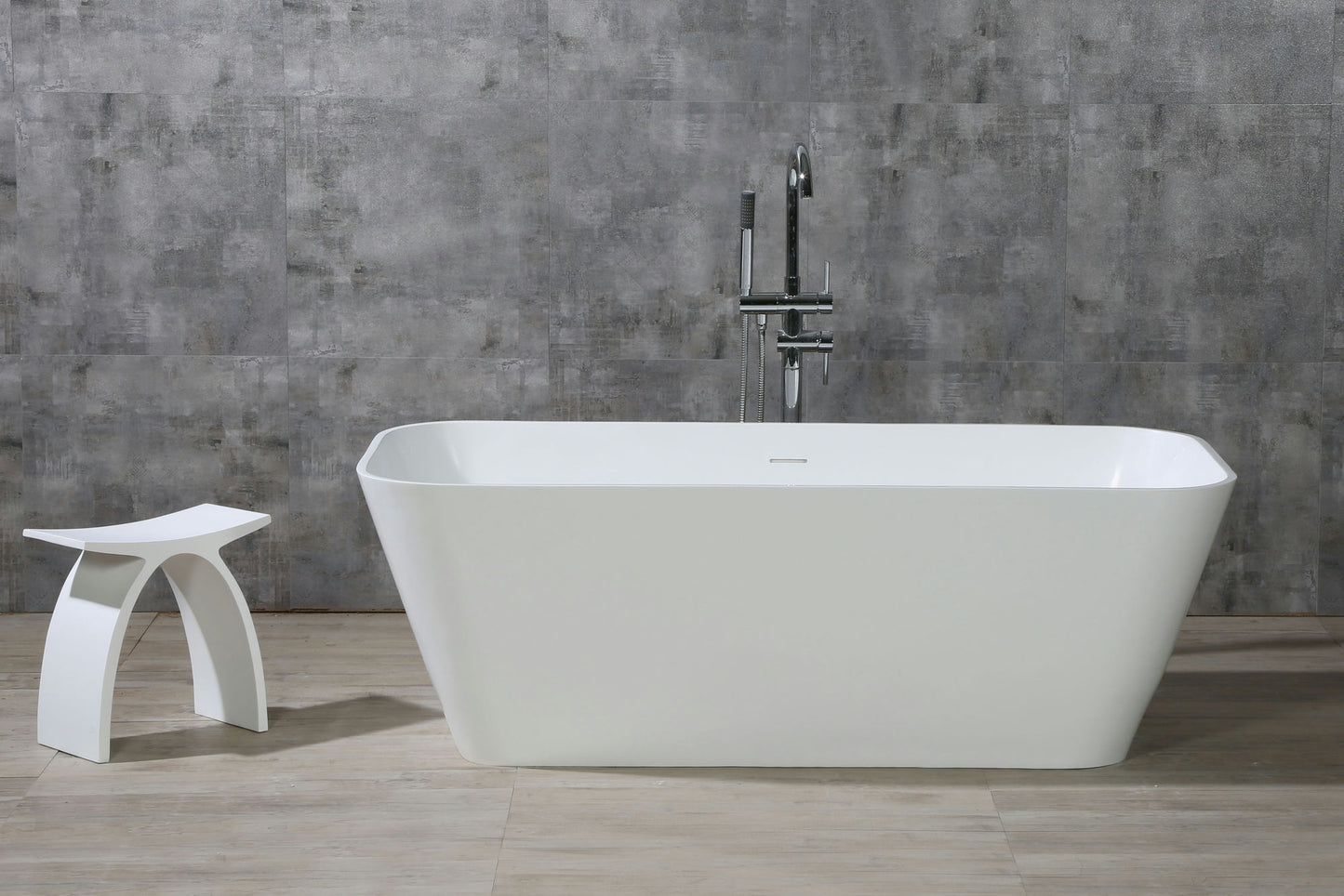 ALFI brand AB9952 67" Rectangular Solid Surface Smooth Resin Soaking Bathtub