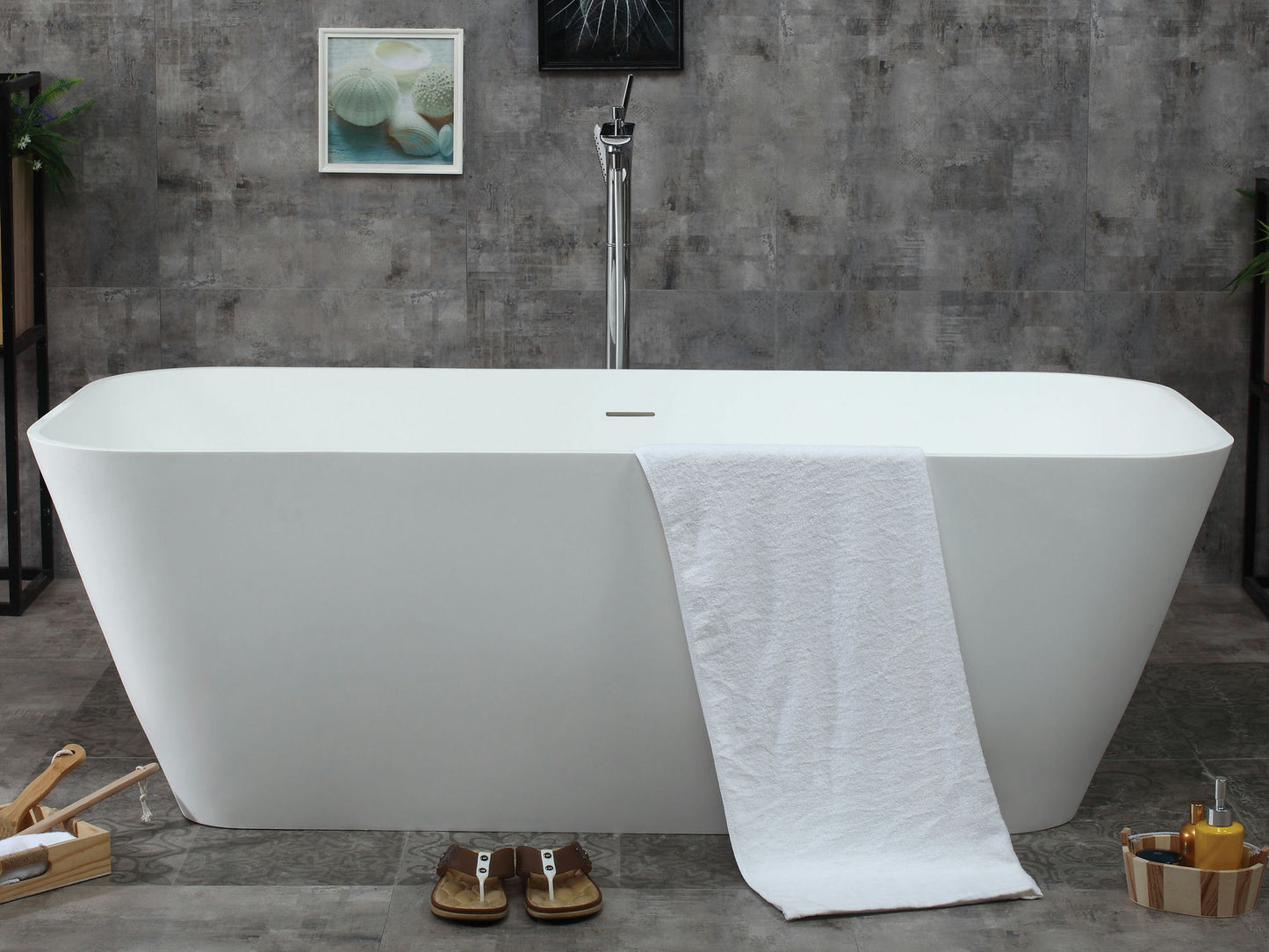 ALFI brand AB9952 67" Rectangular Solid Surface Smooth Resin Soaking Bathtub
