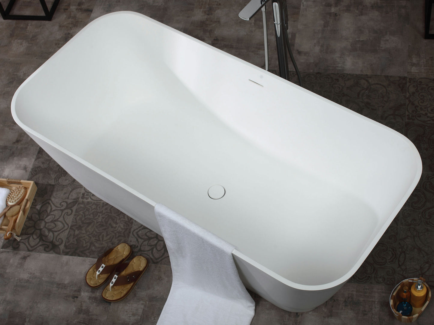 ALFI brand AB9952 67" Rectangular Solid Surface Smooth Resin Soaking Bathtub