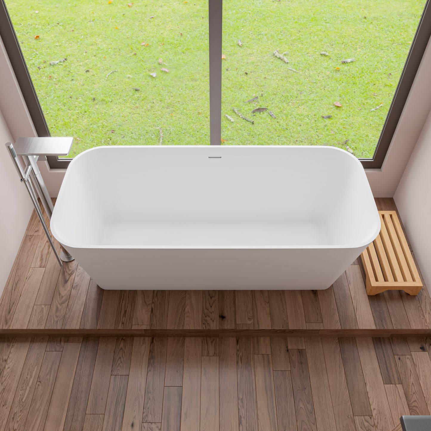 ALFI brand AB9952 67" Rectangular Solid Surface Smooth Resin Soaking Bathtub