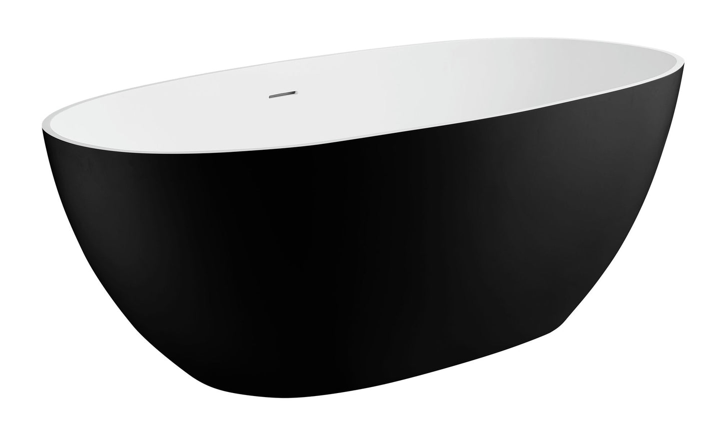 ALFI brand 59" Black & White Matte Oval Solid Surface Resin Soaking Bathtub