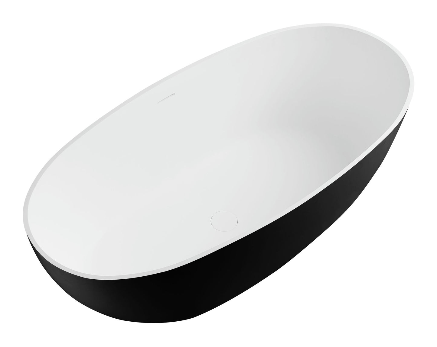 ALFI brand 59" Black & White Matte Oval Solid Surface Resin Soaking Bathtub