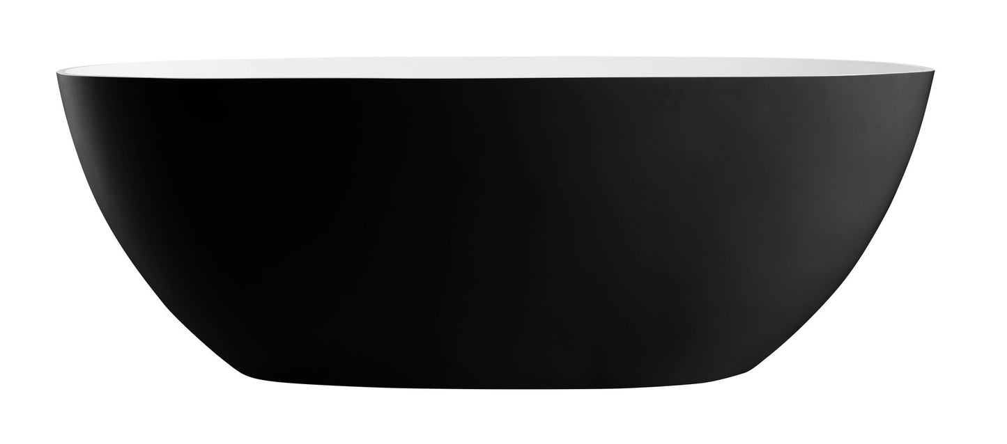 ALFI brand 59" Black & White Matte Oval Solid Surface Resin Soaking Bathtub