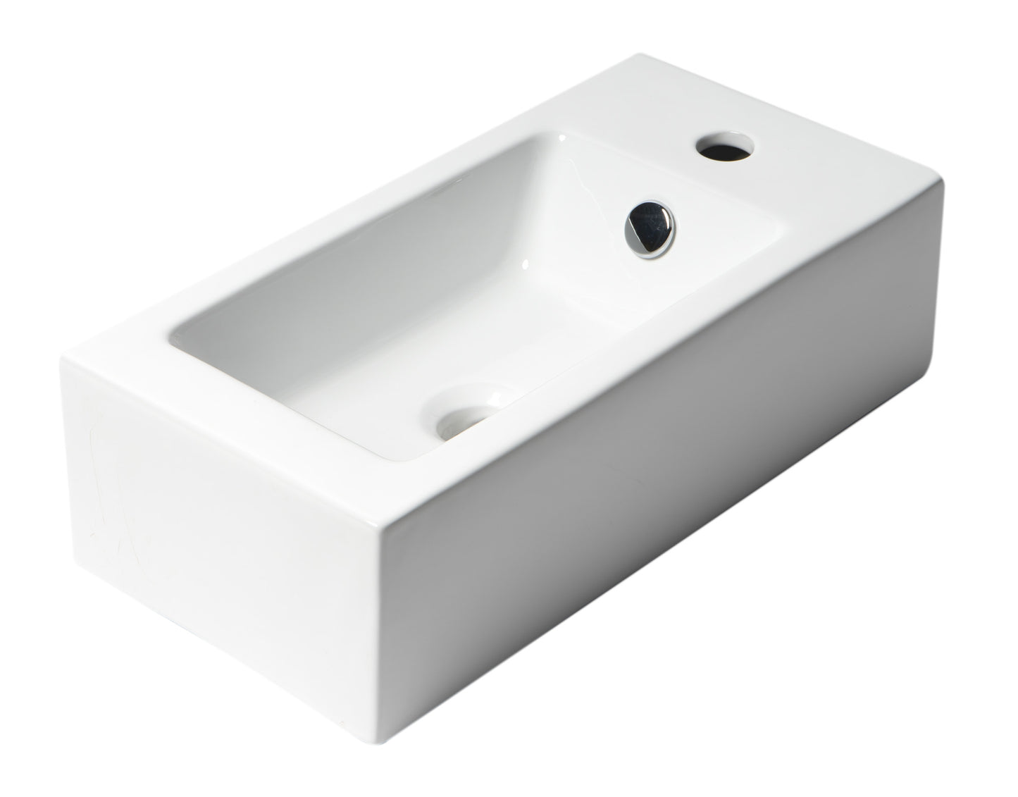 ALFI brand 20" Small Rectangular Wall Mounted Ceramic Sink with Faucet Hole