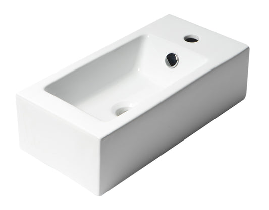 ALFI brand 20" Small Rectangular Wall Mounted Ceramic Sink with Faucet Hole