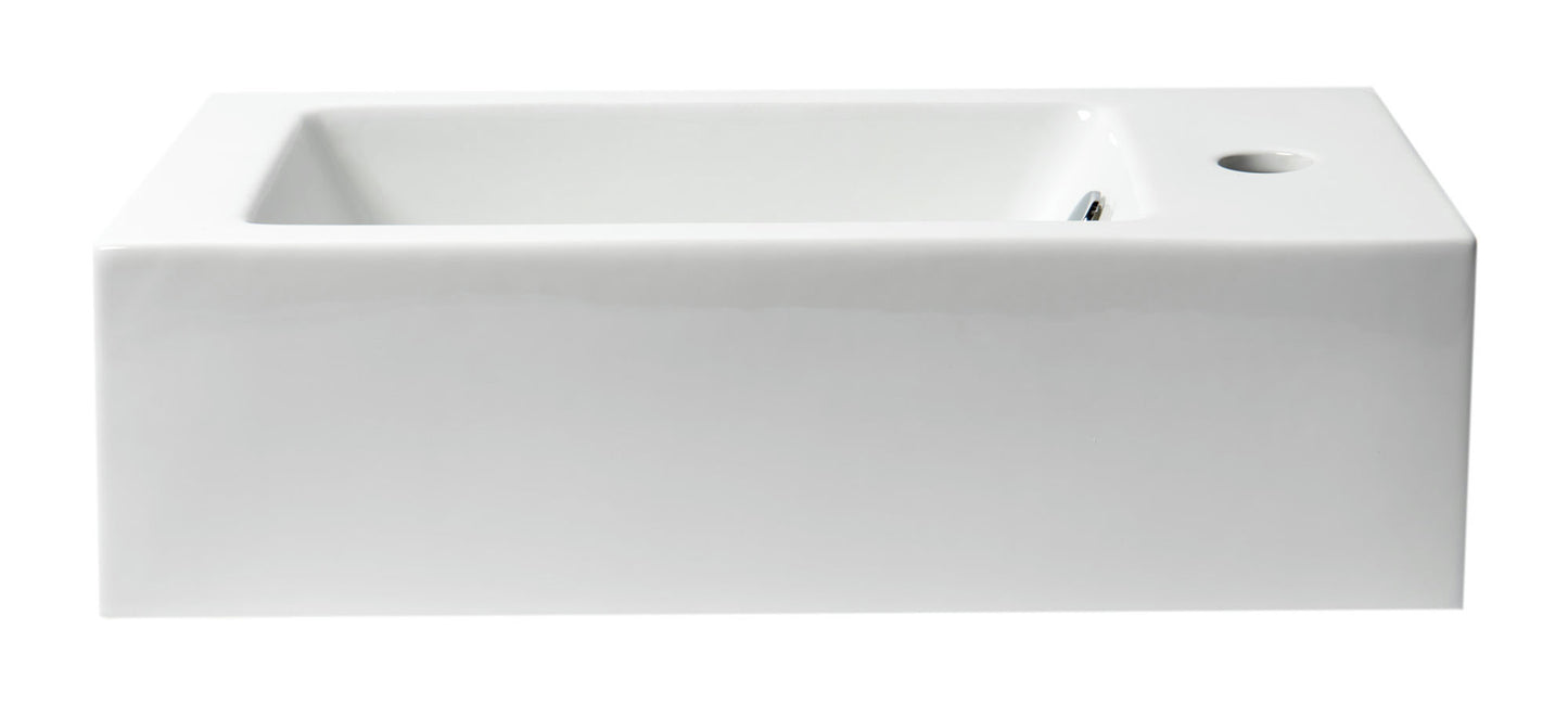 ALFI brand 20" Small Rectangular Wall Mounted Ceramic Sink with Faucet Hole
