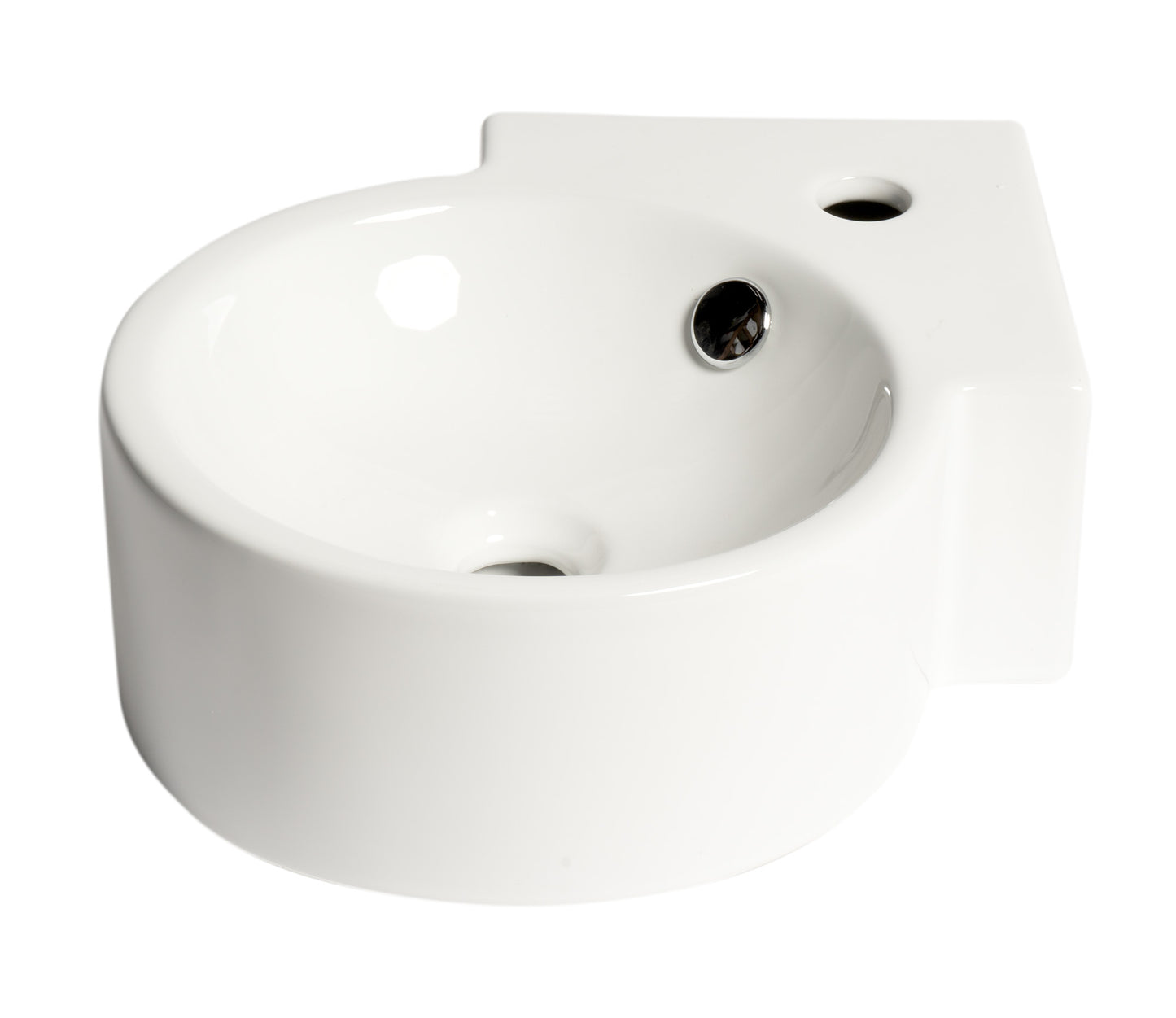 ALFI brand White 17" Tiny Corner Wall Mounted Ceramic Sink with Faucet Hole