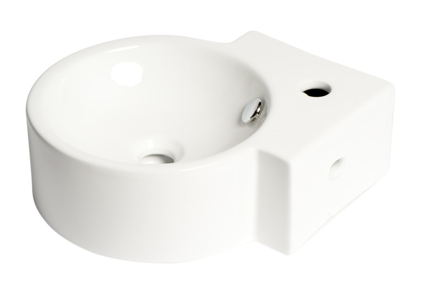 ALFI brand White 17" Tiny Corner Wall Mounted Ceramic Sink with Faucet Hole