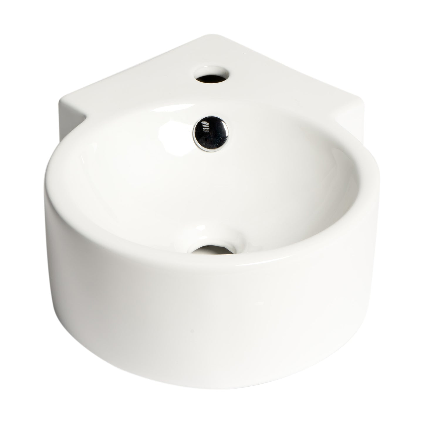 ALFI brand White 17" Tiny Corner Wall Mounted Ceramic Sink with Faucet Hole