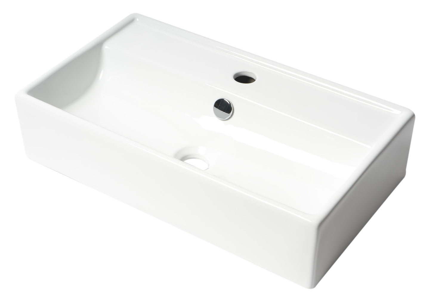 ALFI brand White 22" Rectangular Wall Mounted Ceramic Sink with Faucet Hole