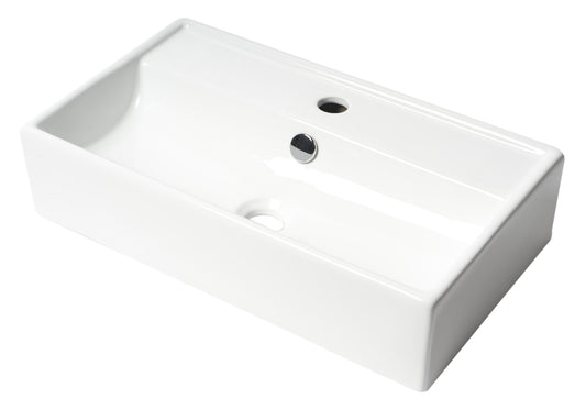 ALFI brand White 22" Rectangular Wall Mounted Ceramic Sink with Faucet Hole