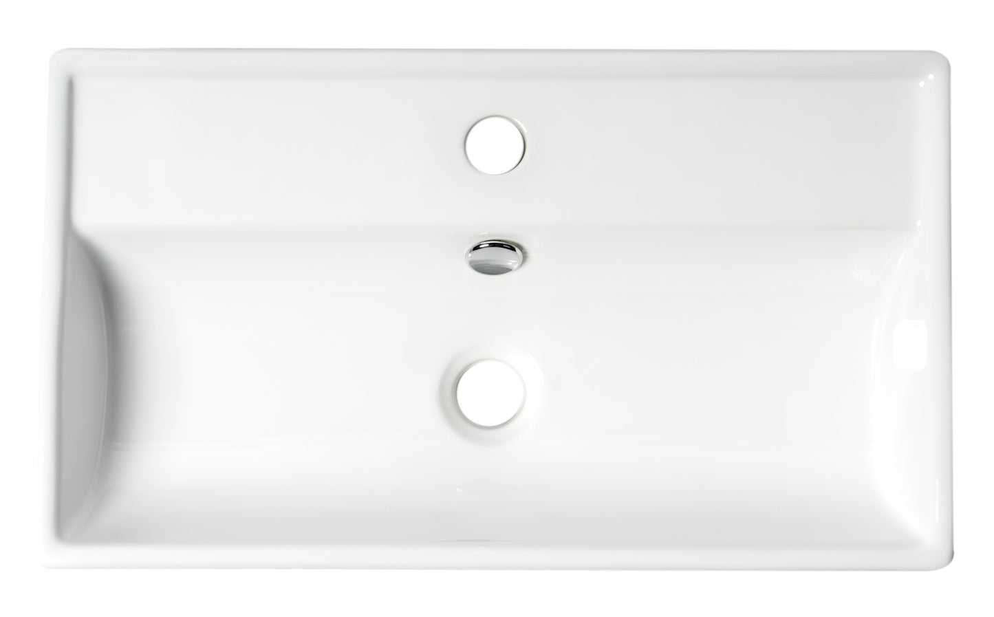 ALFI brand White 22" Rectangular Wall Mounted Ceramic Sink with Faucet Hole