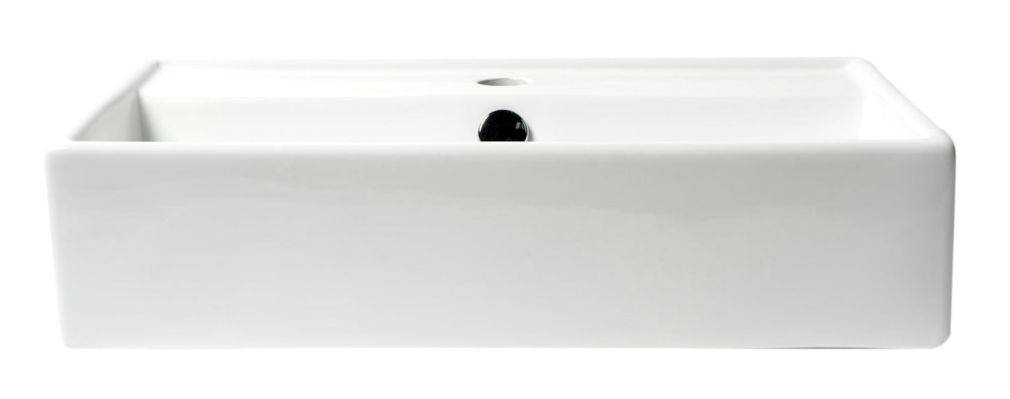 ALFI brand White 22" Rectangular Wall Mounted Ceramic Sink with Faucet Hole