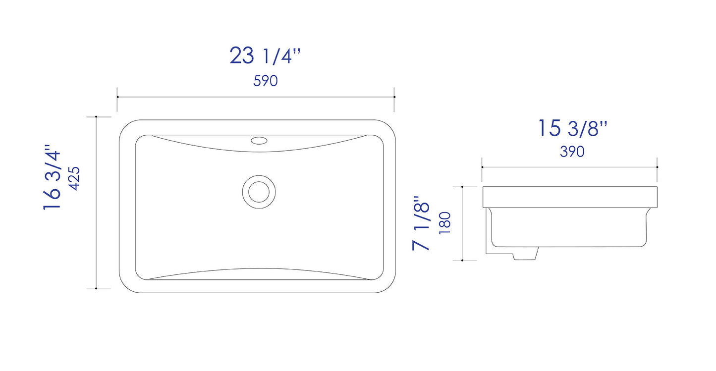 ALFI brand ABC603 White 24" Rectangular Undermount Ceramic Sink