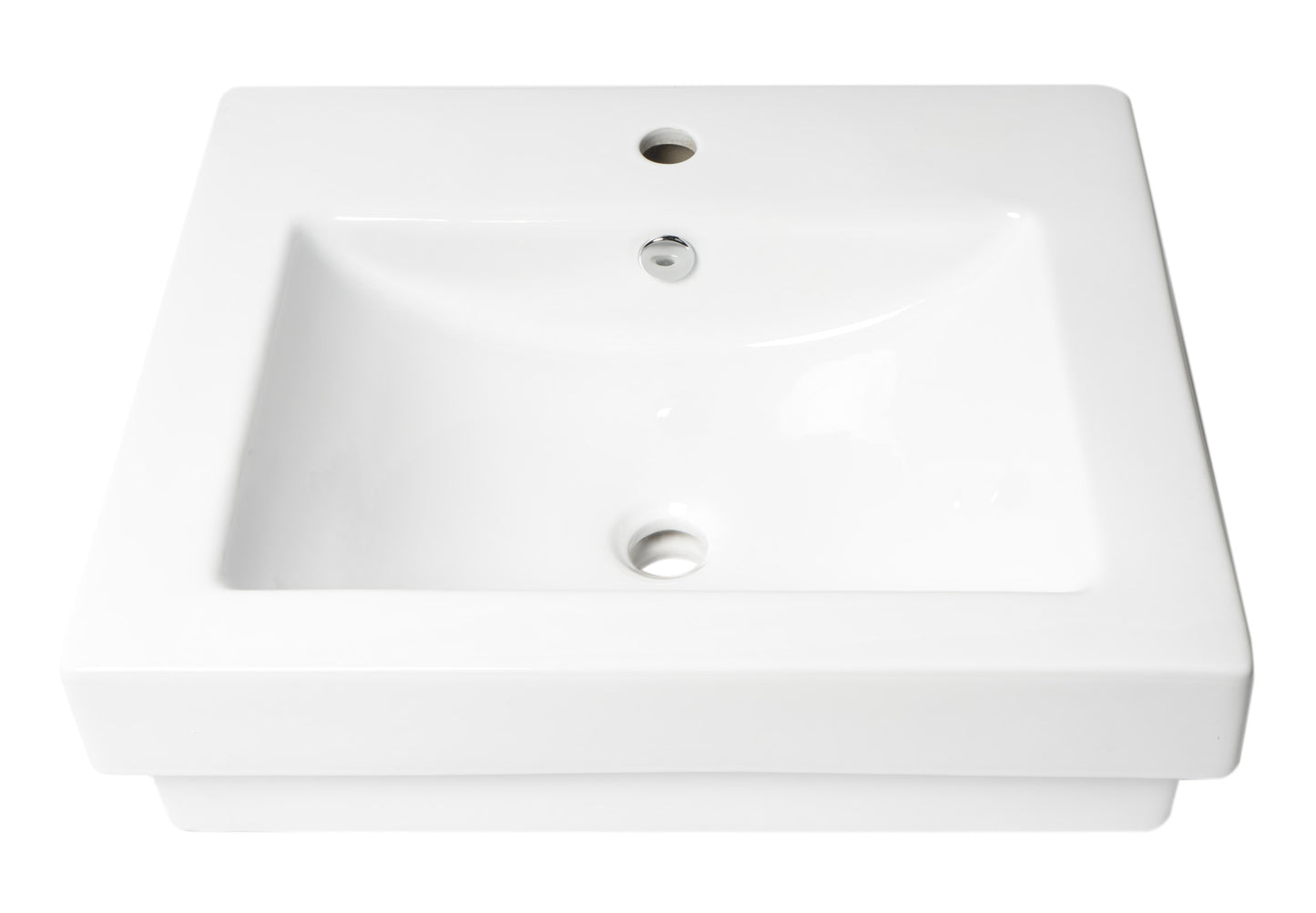 ALFI brand White 24" Rectangular Semi Recessed Ceramic Sink with Faucet Hole