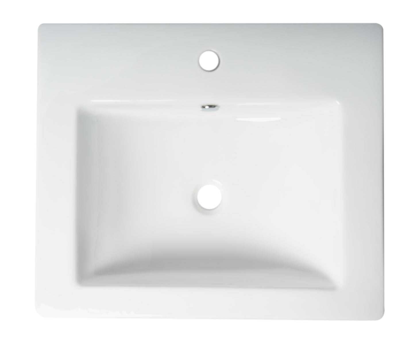 ALFI brand White 24" Rectangular Semi Recessed Ceramic Sink with Faucet Hole