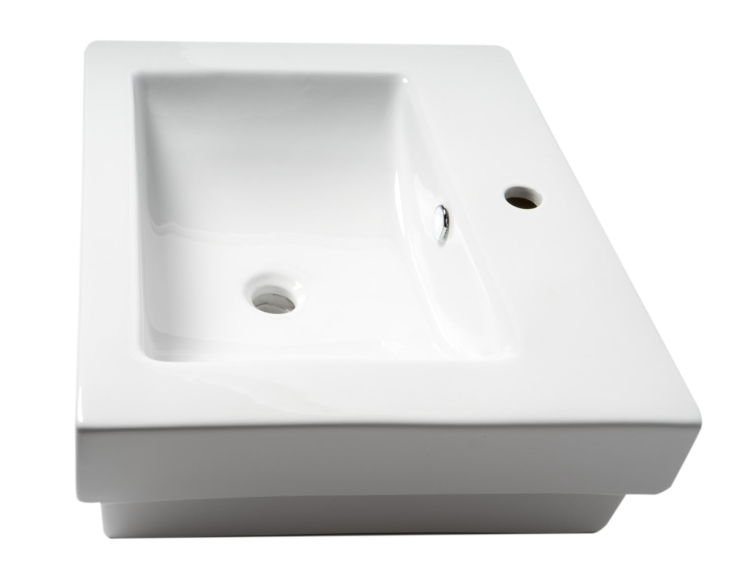ALFI brand White 24" Rectangular Semi Recessed Ceramic Sink with Faucet Hole