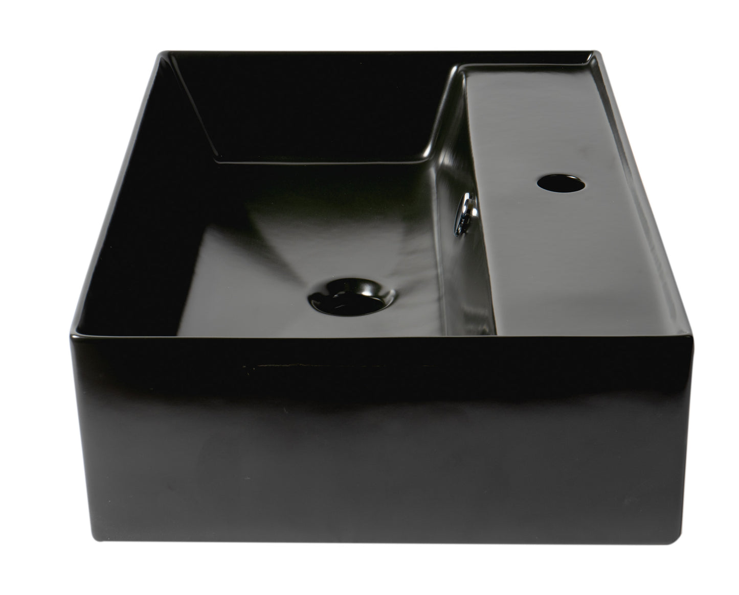 ALFI brand Black 24" Rectangular Above Mount Ceramic Sink with Faucet Hole