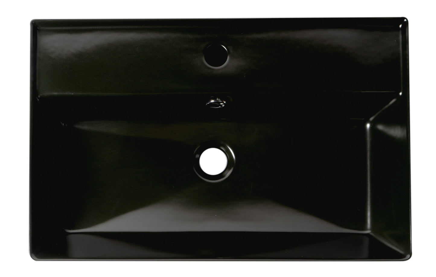 ALFI brand Black 24" Rectangular Above Mount Ceramic Sink with Faucet Hole