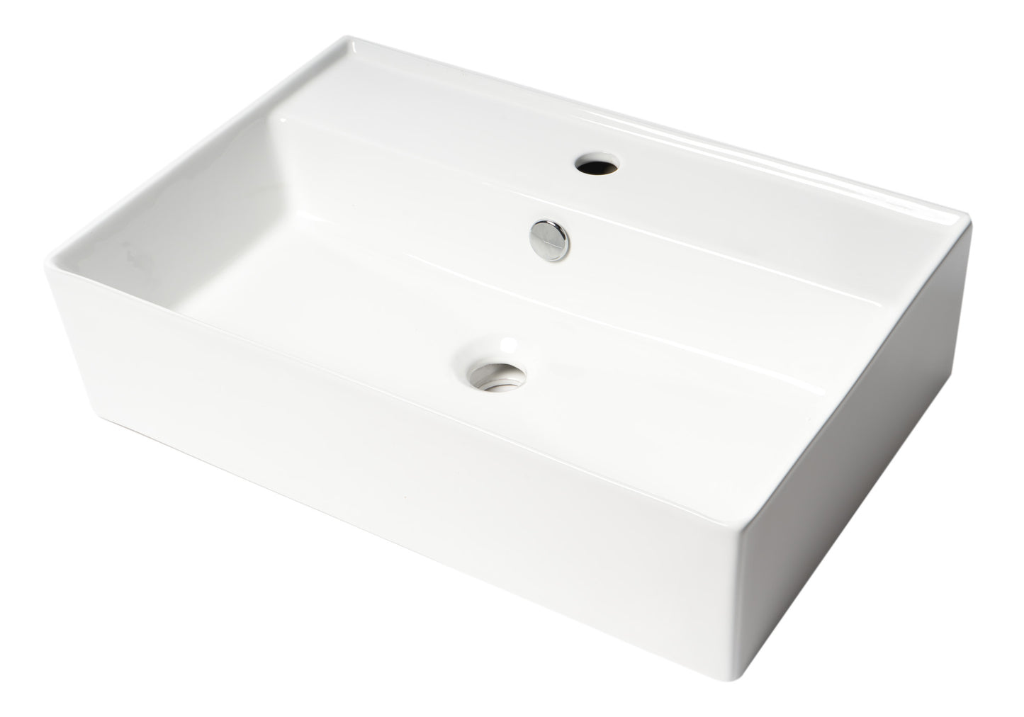 ALFI brand White 24" Rectangular Above Mount Ceramic Sink with Faucet Hole