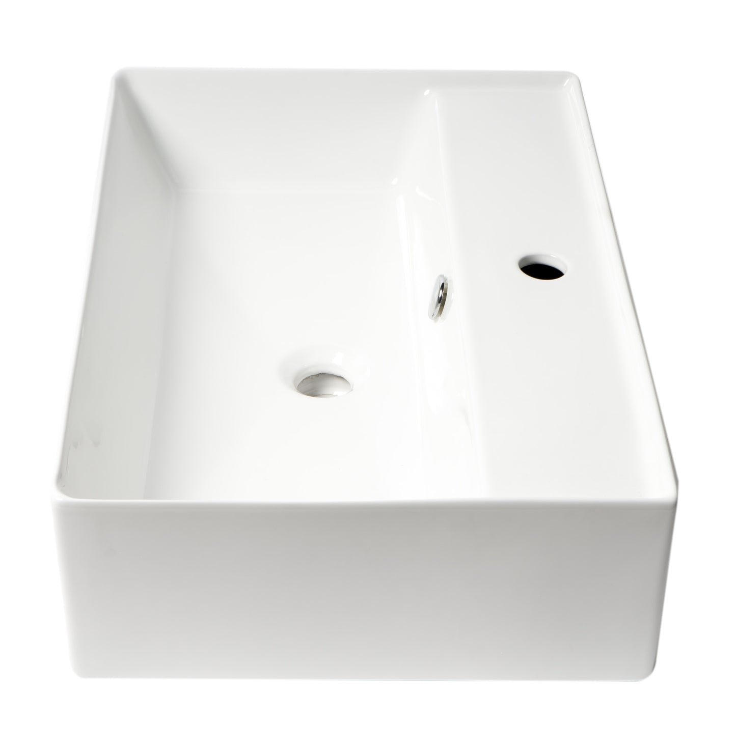 ALFI brand White 24" Rectangular Above Mount Ceramic Sink with Faucet Hole