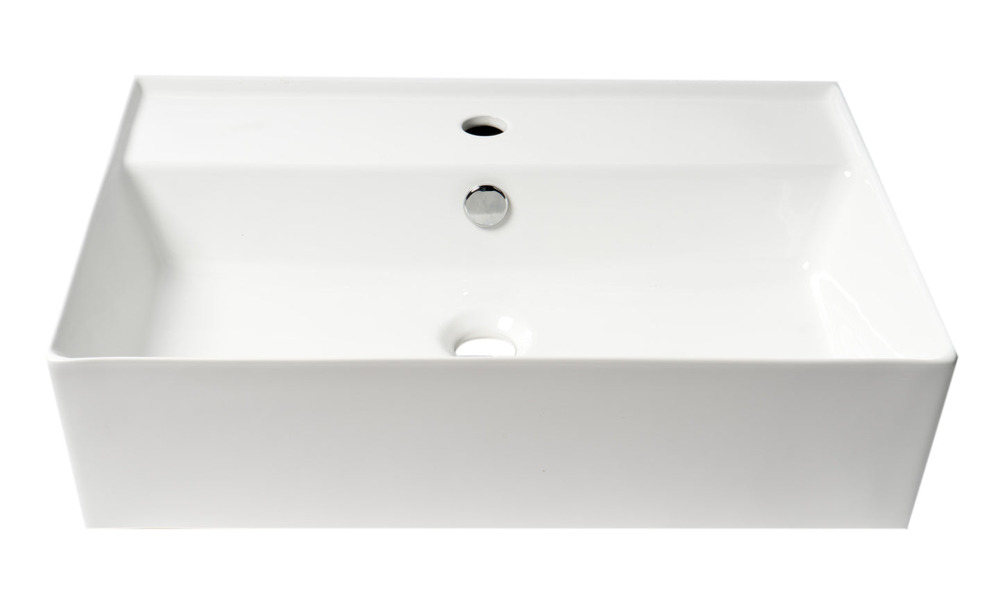 ALFI brand White 24" Rectangular Above Mount Ceramic Sink with Faucet Hole