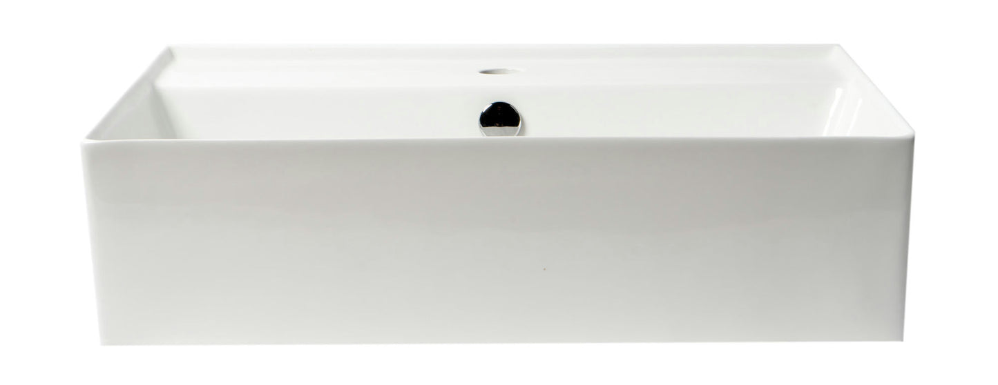 ALFI brand White 24" Rectangular Above Mount Ceramic Sink with Faucet Hole