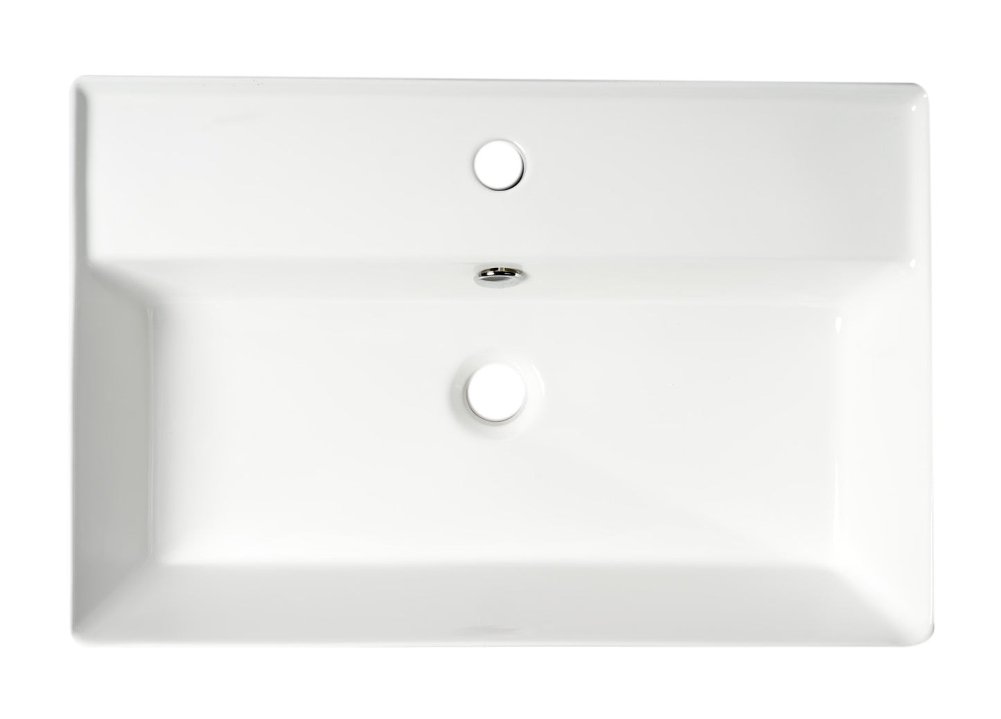 ALFI brand White 24" Rectangular Above Mount Ceramic Sink with Faucet Hole