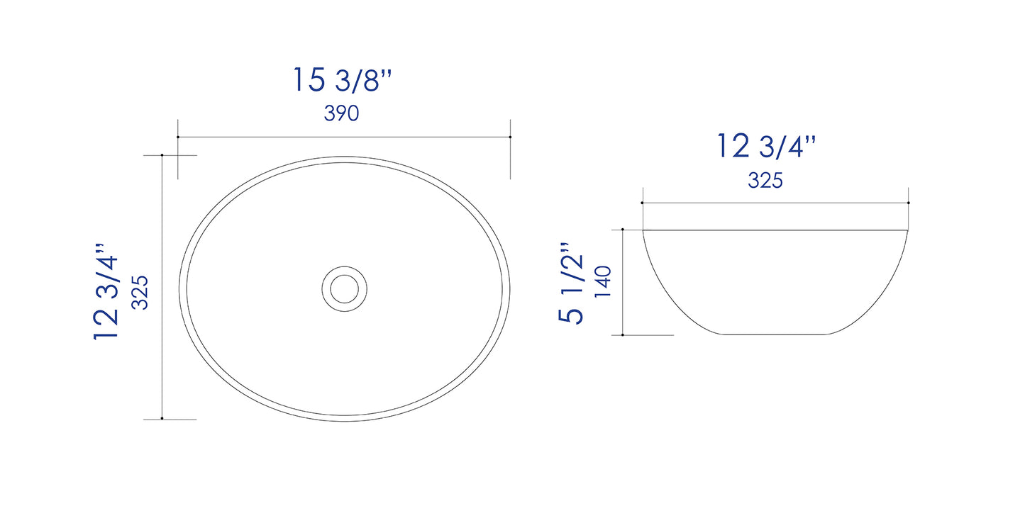 ALFI brand ABC913 White 16" Egg Shape Above Mount Ceramic Sink