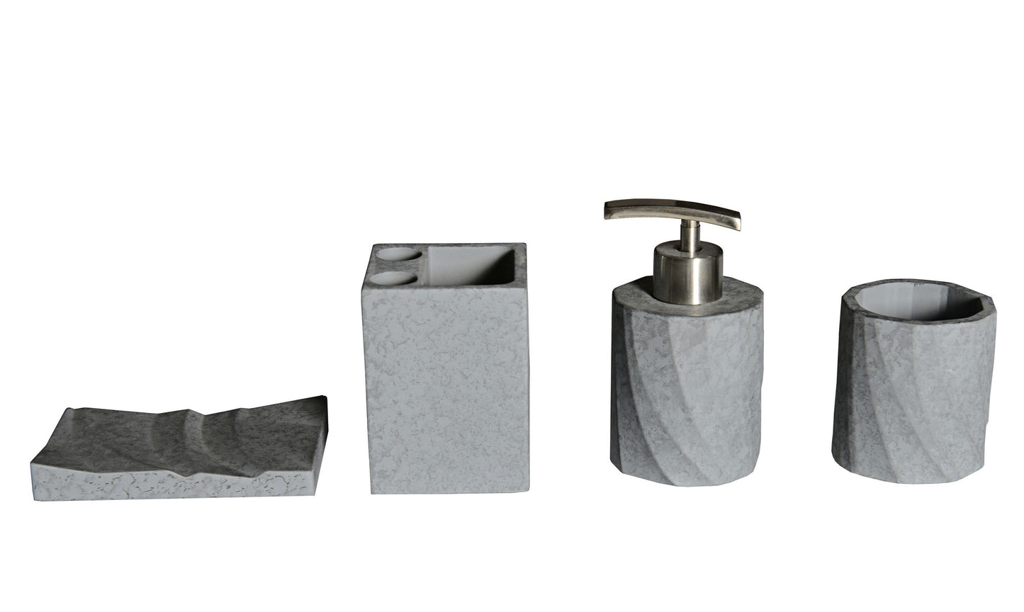 ALFI brand ABCO1019 4 Piece Solid Concrete Gray Matte Bathroom Accessory Set