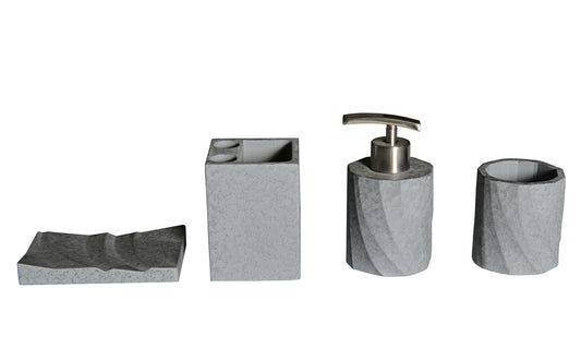 ALFI brand ABCO1019 4 Piece Solid Concrete Gray Matte Bathroom Accessory Set