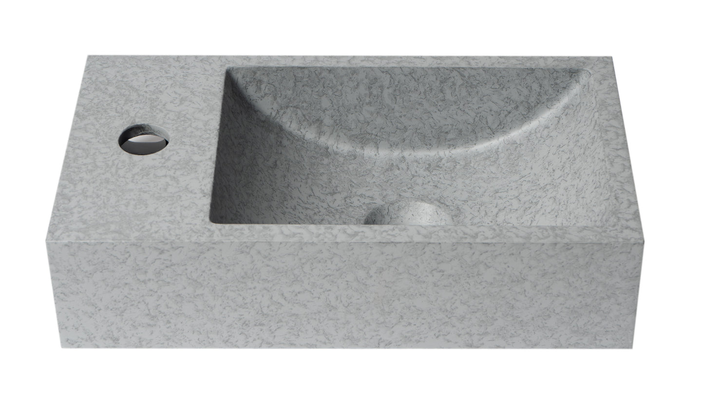 ALFI brand 16" Small Rectangular Solid Concrete Gray Wall Mounted Bathroom Sink