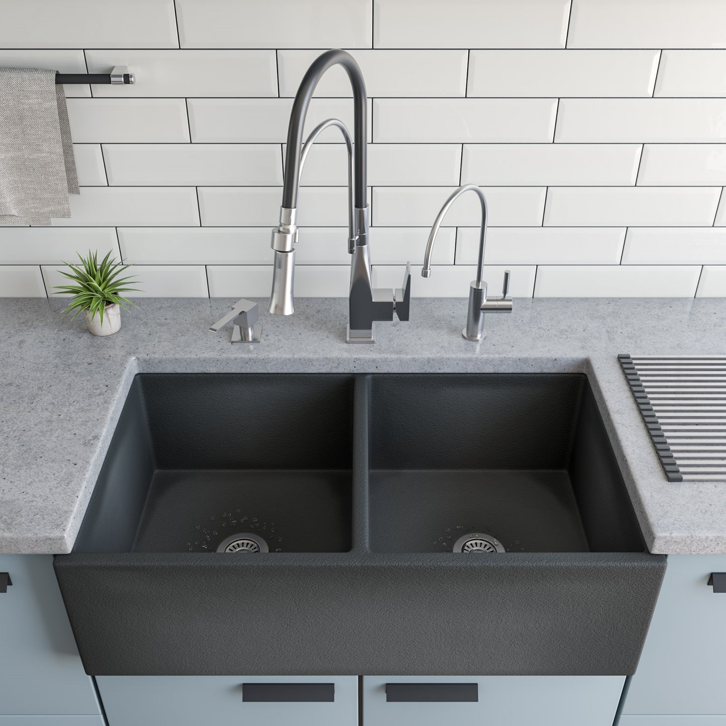 ALFI brand 33 inch Reversible Double Fireclay Farmhouse Kitchen Sink