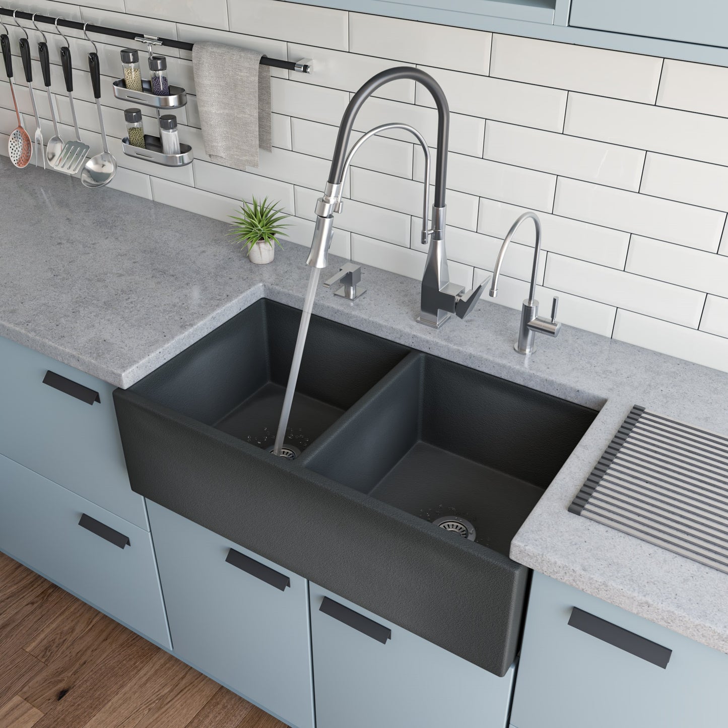 ALFI brand 33 inch Reversible Double Fireclay Farmhouse Kitchen Sink