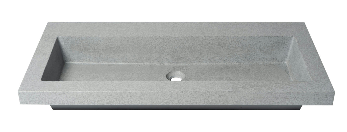 ALFI brand ABCO40TR 40" Solid Concrete Gray Matte Trough Sink for the Bathroom