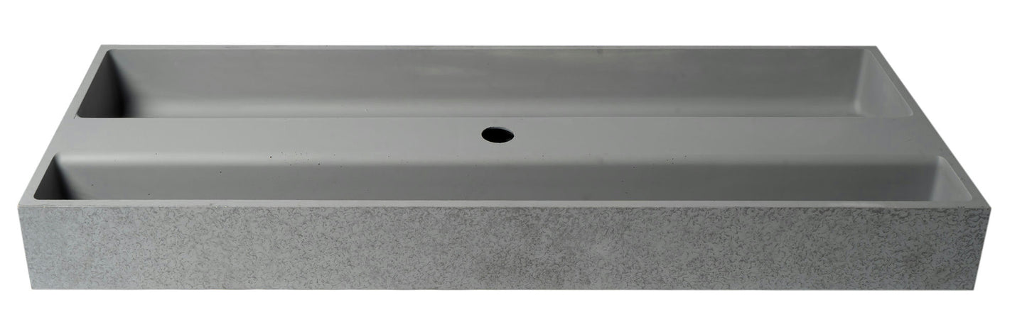 ALFI brand ABCO48TR 48" Solid Concrete Gray Matte Trough Sink for the Bathroom