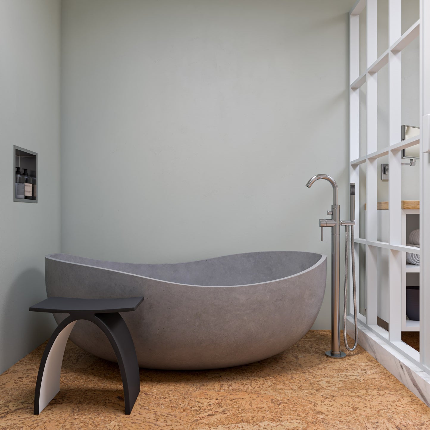 ALFI brand ABCO63TUB 63" Solid Concrete Gray Matte Oval Bathtub