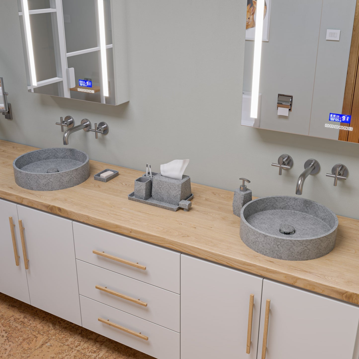 ALFI brand ABCO7055 Solid Concrete Gray Matte Cap Bathroom Sink Drain