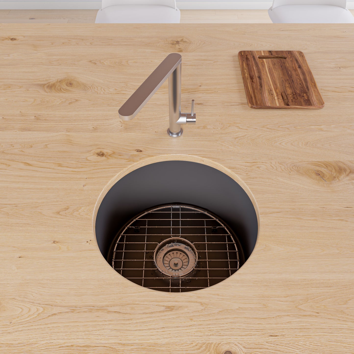 ALFI brand Black Matte Round 18" x 18" Undermount / Drop In Fireclay Prep Sink