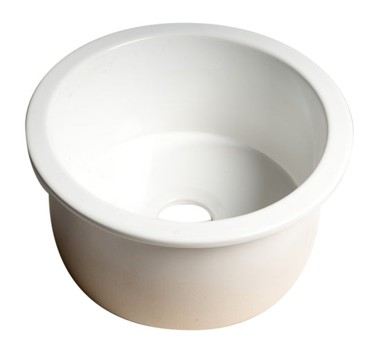 ALFI brand White Round 18" x 18" Undermount / Drop In Fireclay Prep Sink