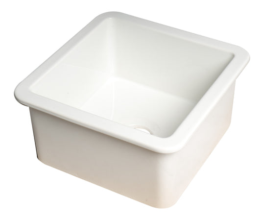 ALFI brand White Square 18" x 18" Undermount / Drop In Fireclay Prep Sink