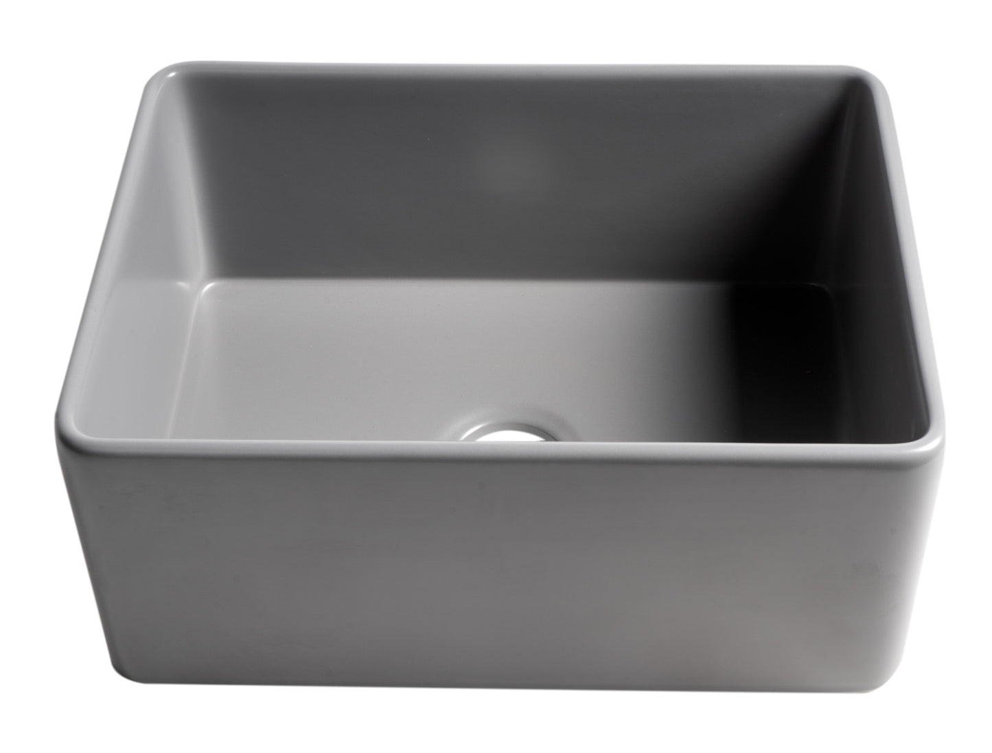 ALFI brand Gray Matte Smooth Apron 24" x 18" Single Bowl Fireclay Farm Sink